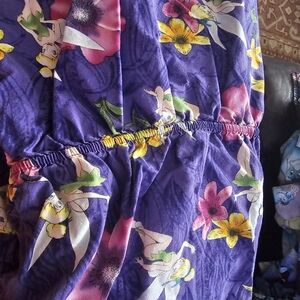 Purple Floral Tinker Bell Print Scrub Top Size 2x
